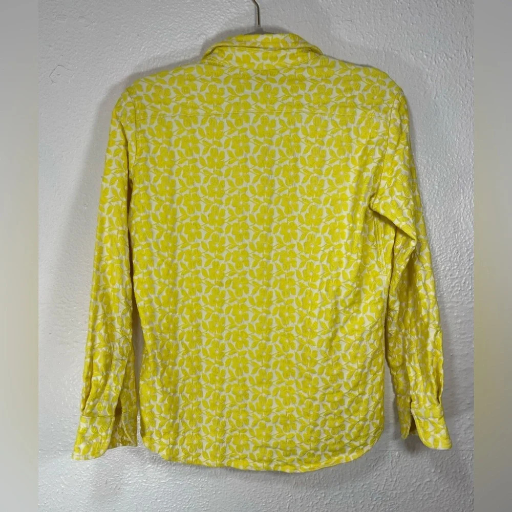 Tish Cox Floral Embroidered Popover Blouse Top Yellow White  Women’s Medium - Picture 8 of 12